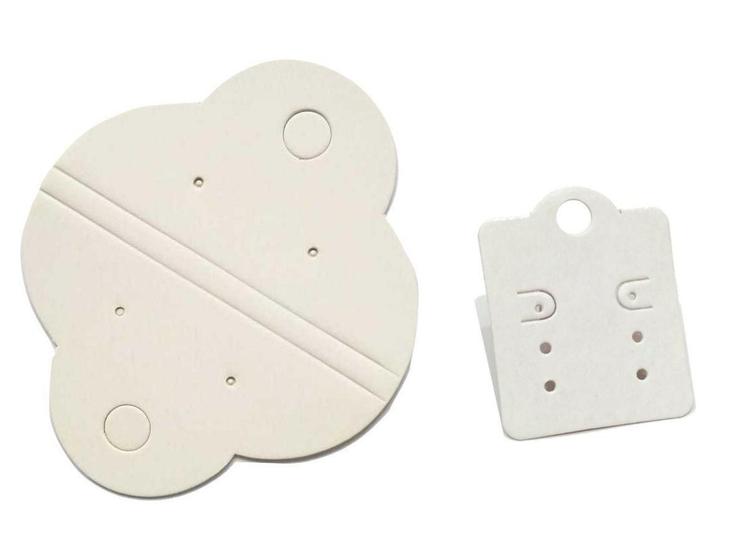 Imagem de Kit 100 Tag Cartela Para Brinco + 100 Tags Para Colar Branco