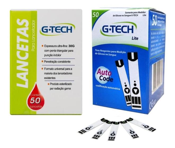 Imagem de Kit 100 Tiras Teste G-Tech Free Lite + 100 Lanc G-Tech 30G