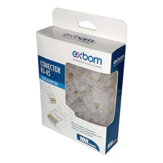 Imagem de Kit 100 Un Conector Rj45 8p8c Cat5e/6e Banhado De Ouro