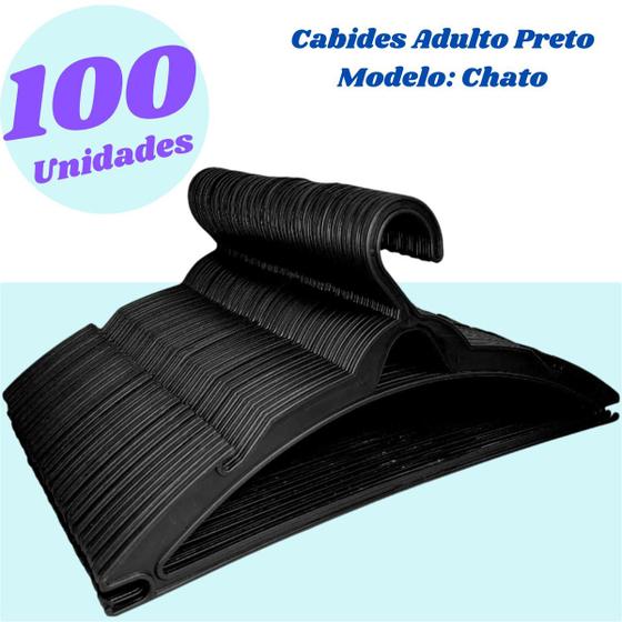 Imagem de  Kit 100 Unidades Cabide Para Roupas Com Suporte Para Alças 