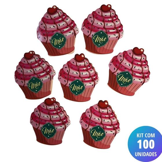 Imagem de Kit 100 Unidades Cartão Mãe - Cupcake Granulado