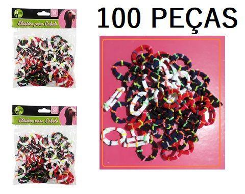 Imagem de Kit 100 Unidades Mini Liga Elástico Meia Xuxinha para Prender o Cabelo Coloridas