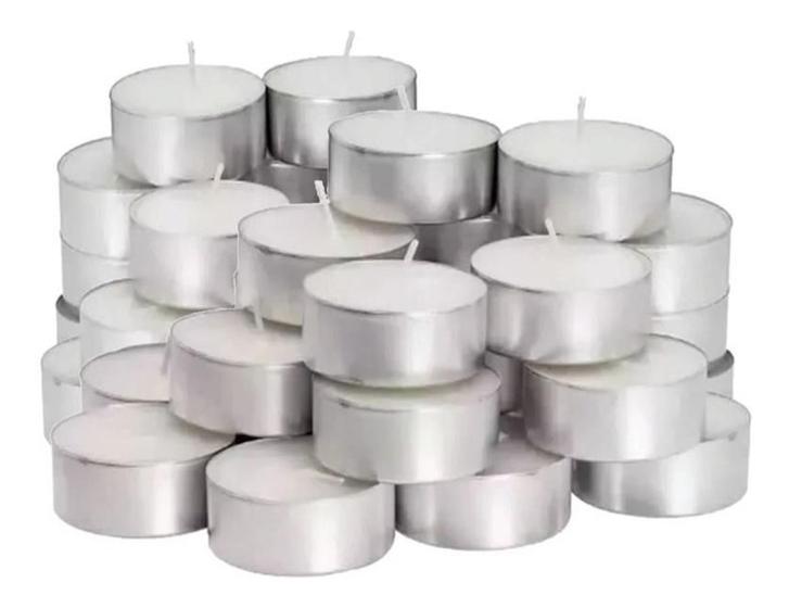 Imagem de Kit 100 Velas Decorativa Romântica Pequena Base Alumínio