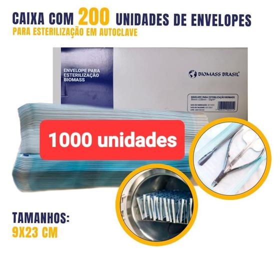 Imagem de Kit 1000 Envelopes Auto selantes 9cm X 26cm para Autoclave 