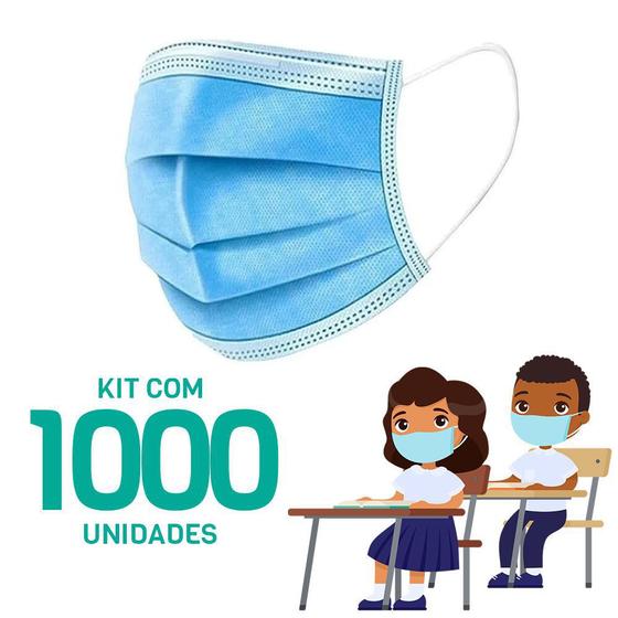 Imagem de Kit 1000 Máscaras Descartáveis para Crianças - Cor Azul