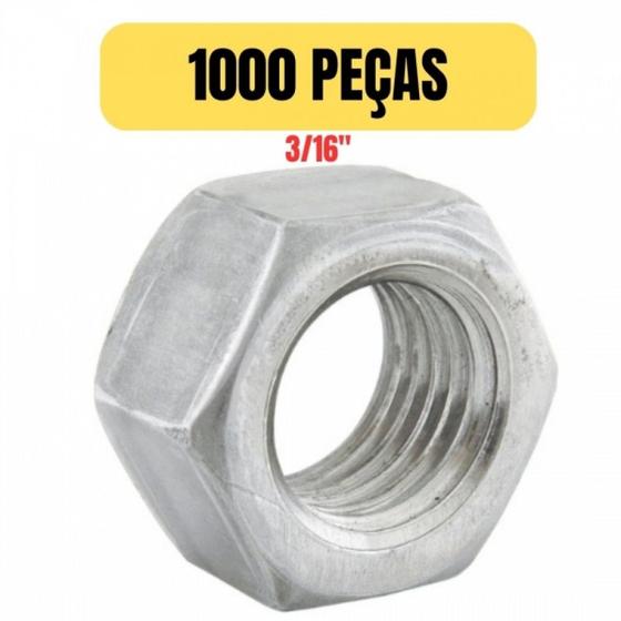 Imagem de Kit 1000 porca sextavada galvanizada 3/16 polegada