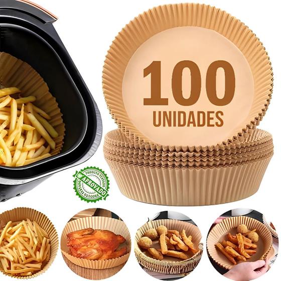 Imagem de kit 100un Forro Descartável Forma Para Air Fryer antiaderente