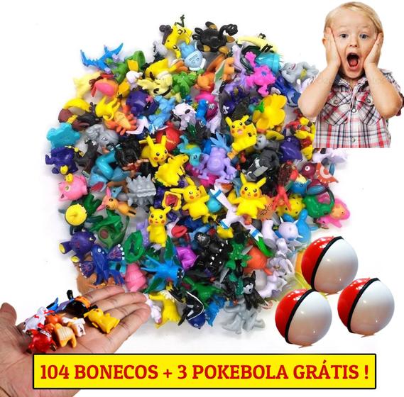 Imagem de Kit 104 Miniaturas Pokemon Bonecos + 3 Pokebolas No Brasil