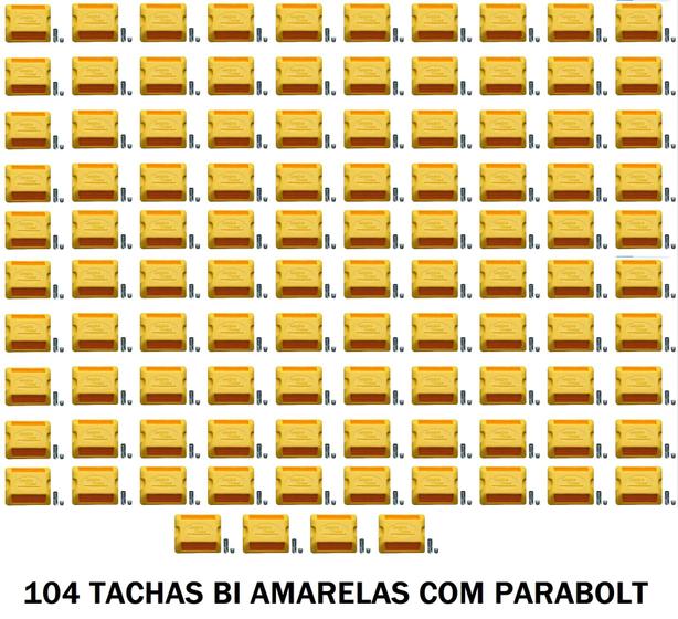 Imagem de KIT 104 TACHAS SINALIZAÇÃO COM PARABOLT - CONDUZ - BI DIRECIONAL CORPO E REFLETIVOS AMARELOS - 100x79x22 MM