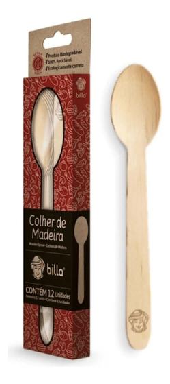 Imagem de Kit 10cx Com 12und De Colher De Madeira Billa 16cm