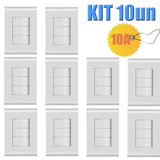 Imagem de KIT 10un 3 Interruptor Simples 10A Liz Branco - Tramontina