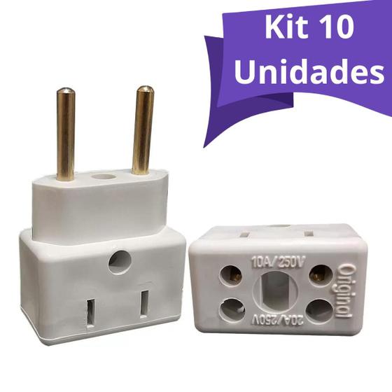 Imagem de Kit 10un Adaptador Tomada 10 E 20 Amperes Bi Volt 