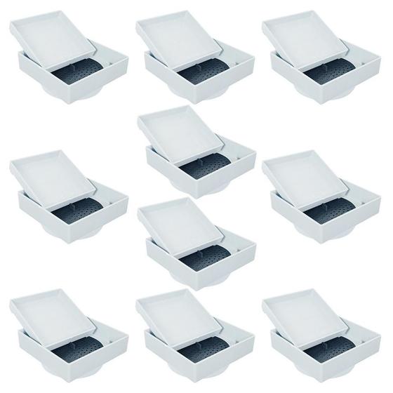 Imagem de Kit 10Un Ralo Oculto 15X15Cm Invisível Piso Porcelanato Aeou