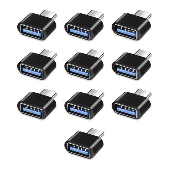 Imagem de Kit 10x Adaptador Plug OTG Conversor Usb Tipo A Fêmea Para Usb C Macho Celular Tablet Notebook