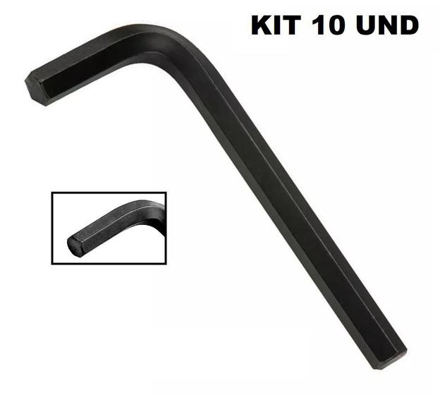 Imagem de Kit 10X Chave Hexagonal Allen Chave L 1/4 100X44Mm