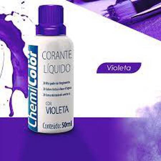 Imagem de Kit 10x corante liquido violeta alto poder de tingimento chemicolor - 50ml