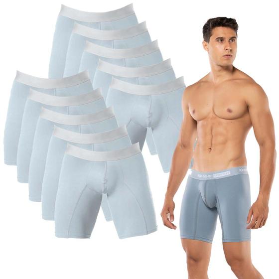 Imagem de Kit 10x Cueca Box Longleg Boxer Masculina Assadura Keeper