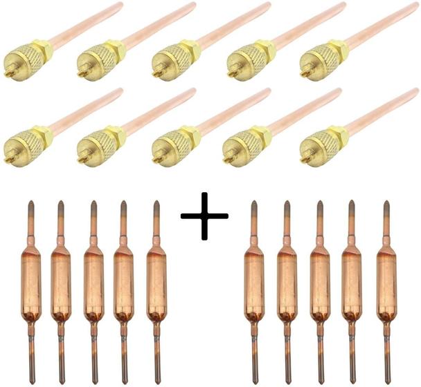 Imagem de Kit 10x Filtros Secador Sem Rabicho + 10x Válvulas Schrader