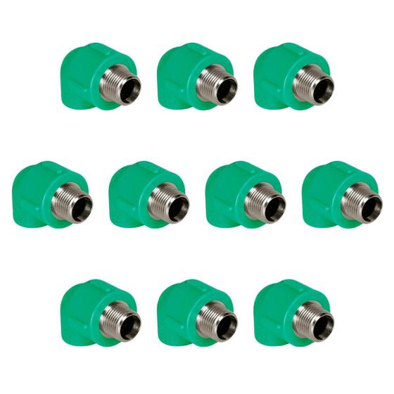 Imagem de KIT 10x Joelho Macho 32 x 3/4" BSP PPR Verde para Água Quente e Fria AMANCO