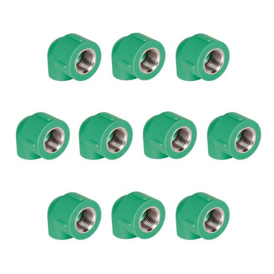 Imagem de KIT 10x Joelho Misto 32 x 3/4" BSP PPR Verde para Água Quente e Fria AMANCO