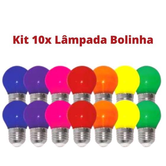 Imagem de Kit 10x Lâmpada Bolinha Led 1~3w Colorida bivolt Decoração