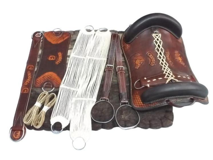 Kit 10X Peças Sela Basto Arreio Cavalo Crioulo Com Manta Lã - Selaria ...