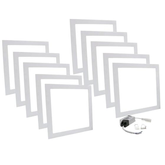 Imagem de Kit 10x Plafon Painel Led 24w Branco Frio Quadrado Embutir