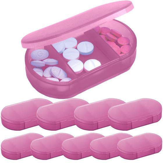 Imagem de Kit 10x Porta Comprimidos com 3 Divisórias TopGet Rosa
