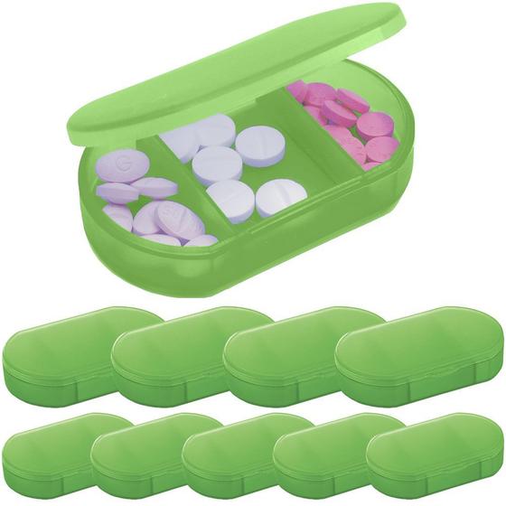 Imagem de Kit 10x Porta Comprimidos com 3 Divisórias TopGet Verde