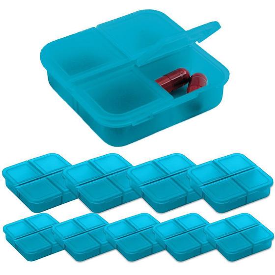 Imagem de Kit 10x Porta Comprimidos com 4 Divisórias TopGet Azul Claro