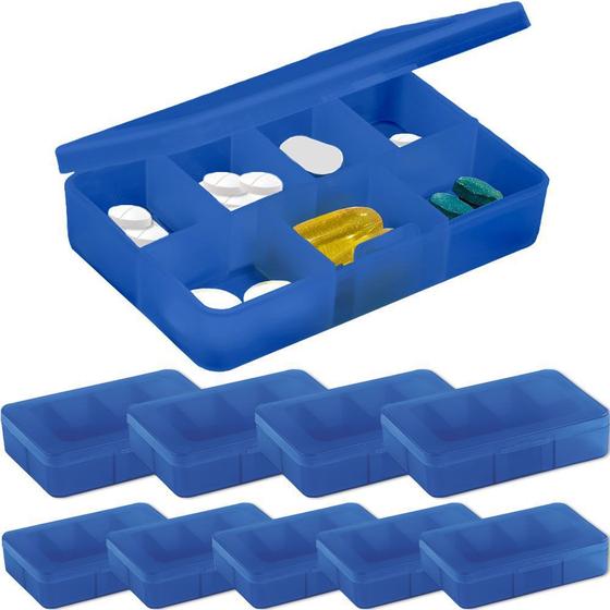 Imagem de Kit 10x Porta Comprimidos com 7 Divisórias TopGet Azul