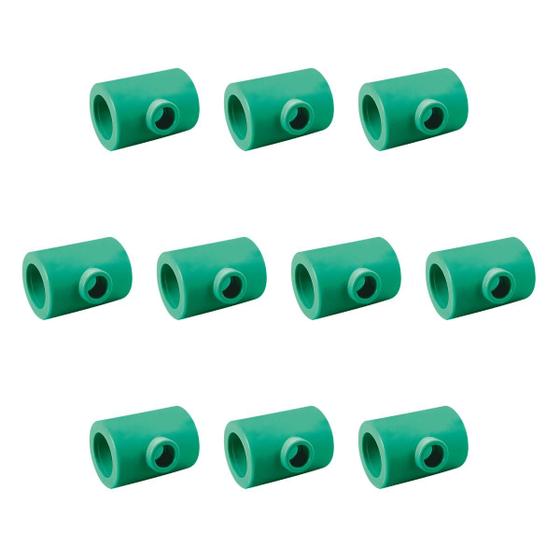 Imagem de KIT 10x Tee com Redução 40 x 25 mm PPR Verde para Água Quente e Fria AMANCO