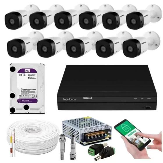 Imagem de Kit 11 Câmeras Intelbras Multi HD Dvr 16 Canais com HD 1000GB