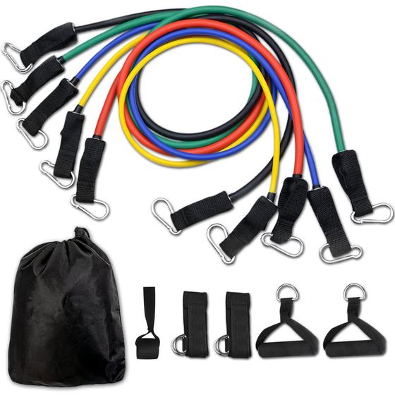 Imagem de Kit 11 Elastico Extensor Treino Academia Exercícios Em Casa