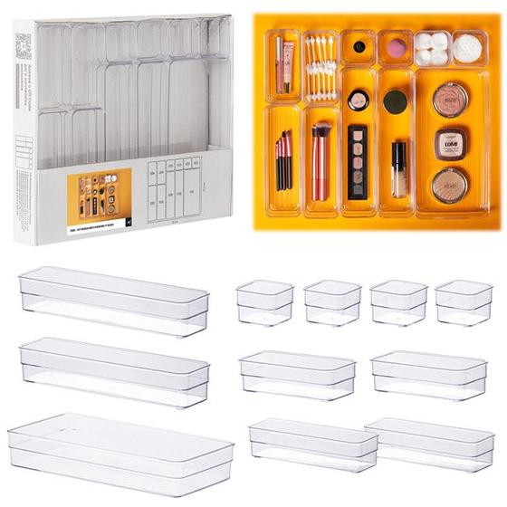 Imagem de Kit 11 Organizadores Modular Diamond Em Acrílico Multiuso Gavetas E Armário Código 1968 Paramount Plásticos