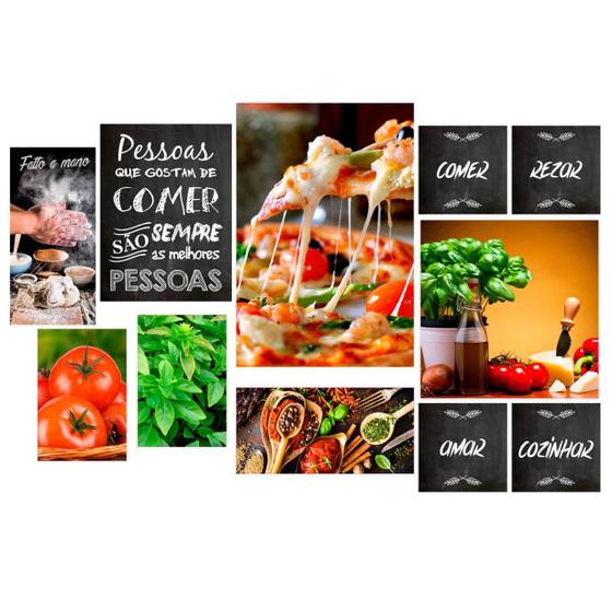 Imagem de Kit 11 Placas Decorativas Pizzaria