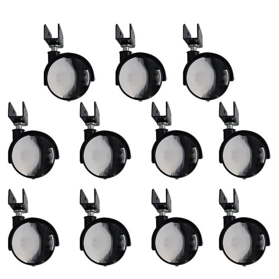 Imagem de Kit 11 Rodízios para Móveis com chapa U sem Trava com Face Espelhado G14 - Celsus