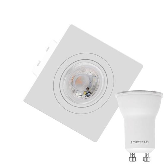 Imagem de Kit 11 Spot Embutir Quadrado Face Plana Mini Dicroica Mr11 Branco + Lâmpada LED 4w 2700k
