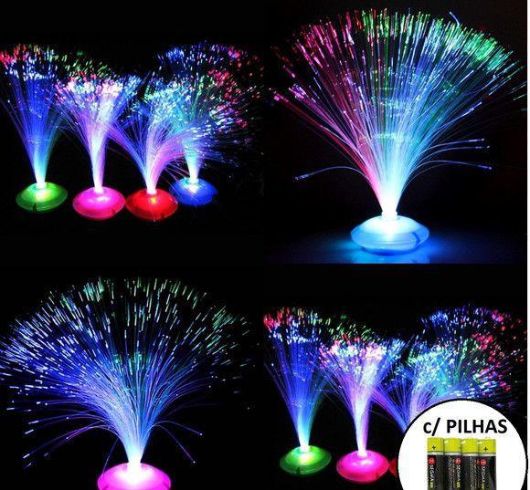 Imagem de Kit 12 Abajur Fibra Optica Enfeite Decoração Aniversários Neon c/ Pilhas