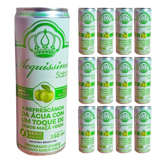 Imagem de Kit 12 Águas Saborizadas Acquissima 350 ml Maçã Verde