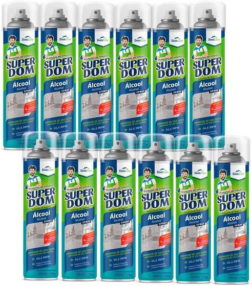 Kit 12 Álcool 70% 66,6 INPM Spray Super DomLine 400ml. Menor preço em Kit 12 Álcool 70% 66,6 INPM Spray Super DomLine 400ml.