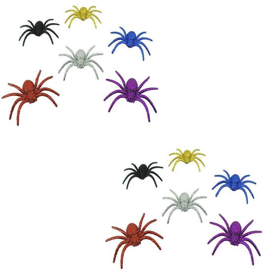 Imagem de Kit 12 Aranhas De Halloween Decorativas Glitter