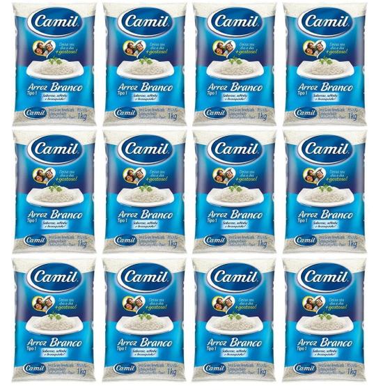 Imagem de Kit 12 Arroz Camil Tp1 Longo Fino 1-Kilo Pc.