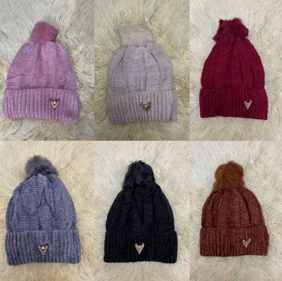 Imagem de KIT 12 ATACADO Touca Gorro Frio Inverno Forrado Veludo Suave HL-44