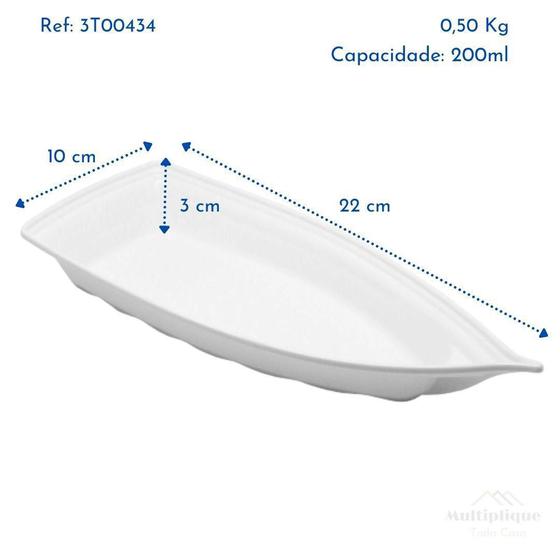 Imagem de Kit 12 Barca Barco Para Açaí Sushi Sashimi Bandeja 22 Branco