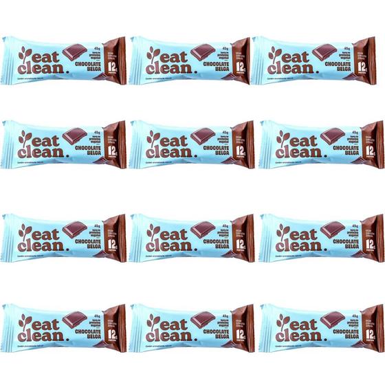 Imagem de Kit 12 Barra Proteína Vegana Chocolate Belga Eat Clean 45g