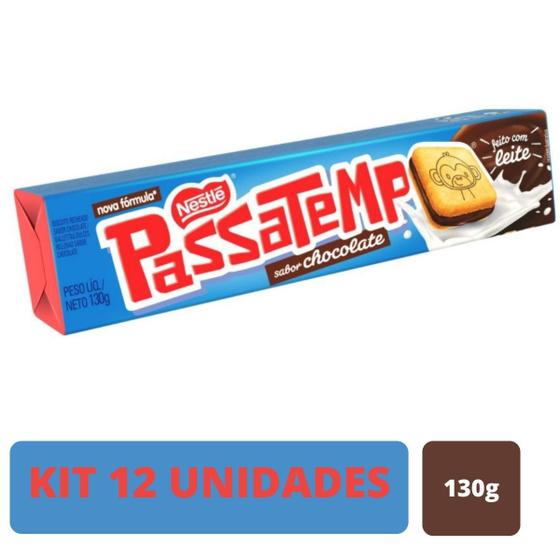 Kit 12 Biscoito Bolacha Passatempo Nestlé Recheado de Chocolate Pacote 130g Menor preço em Kit 12 Biscoito Bolacha Passatempo Nestlé Recheado de Chocolate Pacote 130g