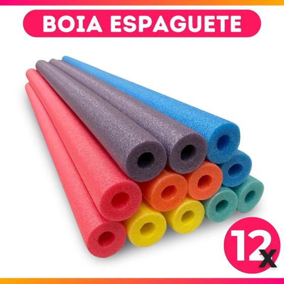 Imagem de Kit 12 Boias Espaguete Flutuador Com Furo Para Piscina Praia Churrasco Cor Sortida