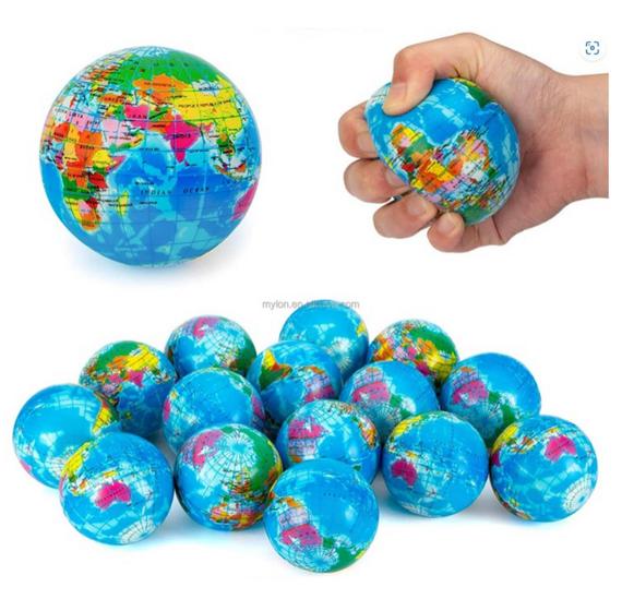 Imagem de Kit 12 Bola Macia Fisioterapia Anti Stress Massagem Bola/Smile/Mapa Mundial Globo/Futebol