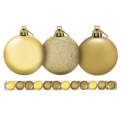 Imagem de Kit 12 Bolas De Natal Mista 5cm Dourada Decoração Árvore